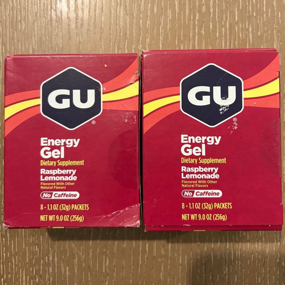16 Packs  Lot GU Energy Gel Raspberry Lemonade Caffeine, 8 Packets (2), New